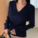 DAZY Sueter De Punto De Cuello Alto Y Manga Larga De Color Solido Para Mujer