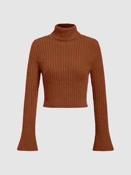 MOD Jersey De Canale Con Cuello Alto Y Mangas Acampanadas Para Mujer
