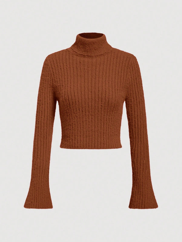 MOD Jersey De Canale Con Cuello Alto Y Mangas Acampanadas Para Mujer