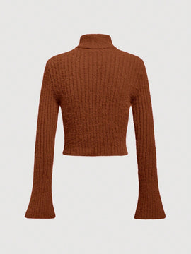 MOD Jersey De Canale Con Cuello Alto Y Mangas Acampanadas Para Mujer