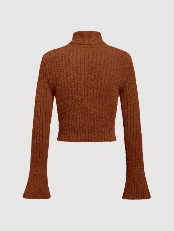 MOD Jersey De Canale Con Cuello Alto Y Mangas Acampanadas Para Mujer
