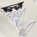 Tangas De Triangulo De Encaje Y Parche Hueco Para Mujer
