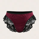 ROMWE Goth Conjunto De Encaje Y Terciopelo De Bra Y Calzoncillos Para Mujer