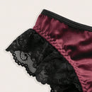 ROMWE Goth Conjunto De Encaje Y Terciopelo De Bra Y Calzoncillos Para Mujer
