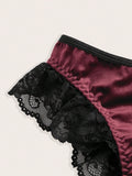 ROMWE Goth Conjunto De Encaje Y Terciopelo De Bra Y Calzoncillos Para Mujer