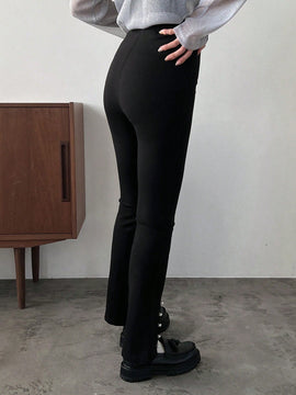 FRIFUL 1 Pieza Pantalones Largos De Dobladillo Dividido Decorados Con Botones