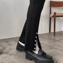 FRIFUL 1 Pieza Pantalones Largos De Dobladillo Dividido Decorados Con Botones
