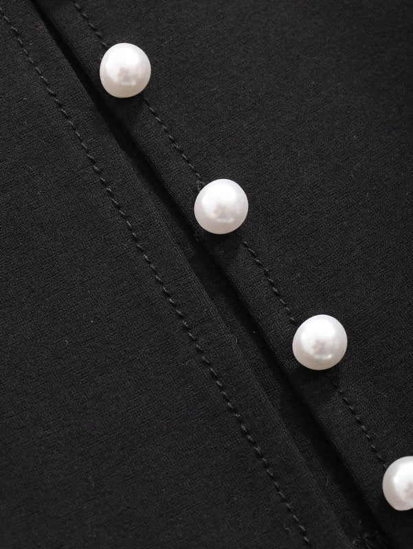FRIFUL 1 Pieza Pantalones Largos De Dobladillo Dividido Decorados Con Botones
