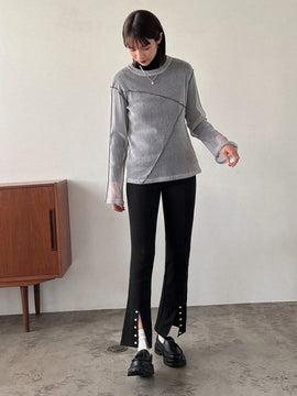 FRIFUL 1 Pieza Pantalones Largos De Dobladillo Dividido Decorados Con Botones