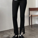 FRIFUL 1 Pieza Pantalones Largos De Dobladillo Dividido Decorados Con Botones