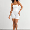 Leisure pantalones de ciclismo sin costuras con cintura ajustada de unicolor y minimalista, uso casual de todos los dias