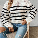 LUNE Jersey Hueco Tejido De Rayas Para Mujer Con Cuello Redondo