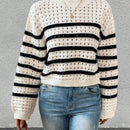 LUNE Jersey Hueco Tejido De Rayas Para Mujer Con Cuello Redondo