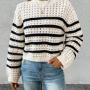 LUNE Jersey Hueco Tejido De Rayas Para Mujer Con Cuello Redondo