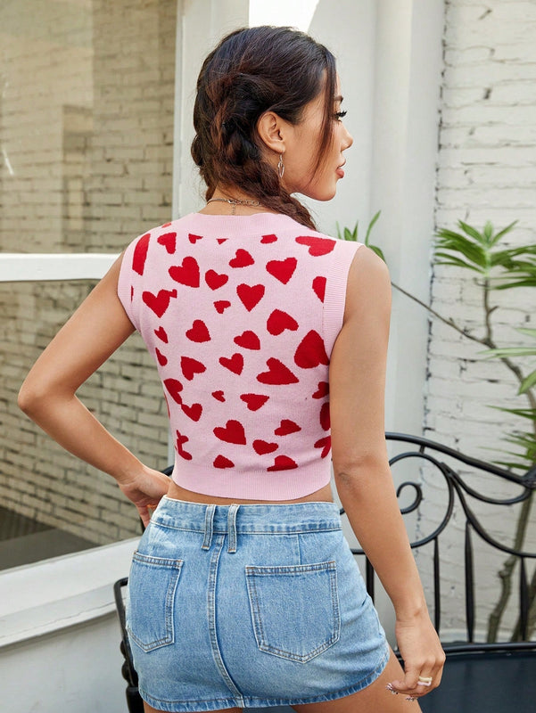 EZwear Chaleco De Sueter Con Diseno De Corazon Para Mujeres