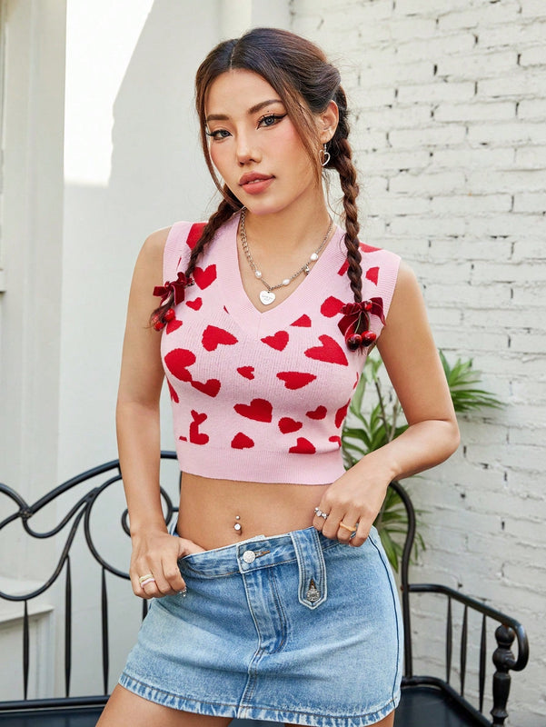 EZwear Chaleco De Sueter Con Diseno De Corazon Para Mujeres