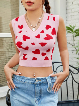 EZwear Chaleco De Sueter Con Diseno De Corazon Para Mujeres