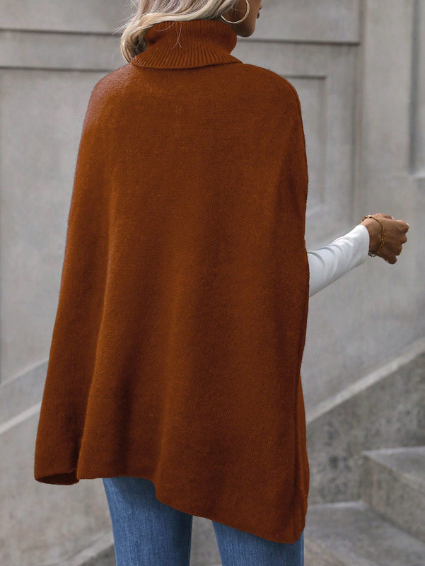 LUNE Jersey De Punto De Ochos Alto Para Mujer Con Mangas Tipo Capa Y Parte Delantera Con Doble Botonadura