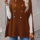 LUNE Jersey De Punto De Ochos Alto Para Mujer Con Mangas Tipo Capa Y Parte Delantera Con Doble Botonadura