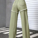 EZwear Pantalones Jeans Acampanados De Cintura Alta Con Dobladillo Deshilachado