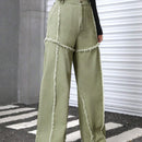 EZwear Pantalones Jeans Acampanados De Cintura Alta Con Dobladillo Deshilachado