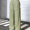 EZwear Pantalones Jeans Acampanados De Cintura Alta Con Dobladillo Deshilachado