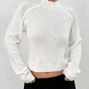 EZwear Sueter Corto Con Cuello Levantado Y Manga Raglan De Color Liso Para Mujer