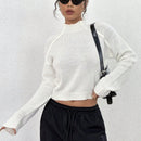 EZwear Sueter Corto Con Cuello Levantado Y Manga Raglan De Color Liso Para Mujer