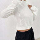 EZwear Sueter Corto Con Cuello Levantado Y Manga Raglan De Color Liso Para Mujer