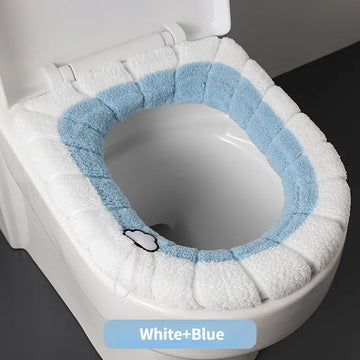 1 cojín para inodoro grueso, cojín extraíble para inodoro, funda universal tejida y cálida para inodoro, cojín lavable para inodoro, cubierta suave de invierno para inodoro, accesorios para baño