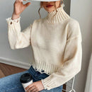 Frenchy Cuello Alto, Mangas Caidas, Sueter Rasgado