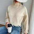 Frenchy Cuello Alto, Mangas Caidas, Sueter Rasgado