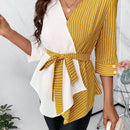 Clasi Camisa A Rayas Con Panel De Cinturon