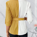 Clasi Camisa A Rayas Con Panel De Cinturon