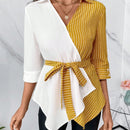 Clasi Camisa A Rayas Con Panel De Cinturon