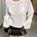 ICON Sweater De Hombro Caido Y Hueco Para Mujer De Color Solido