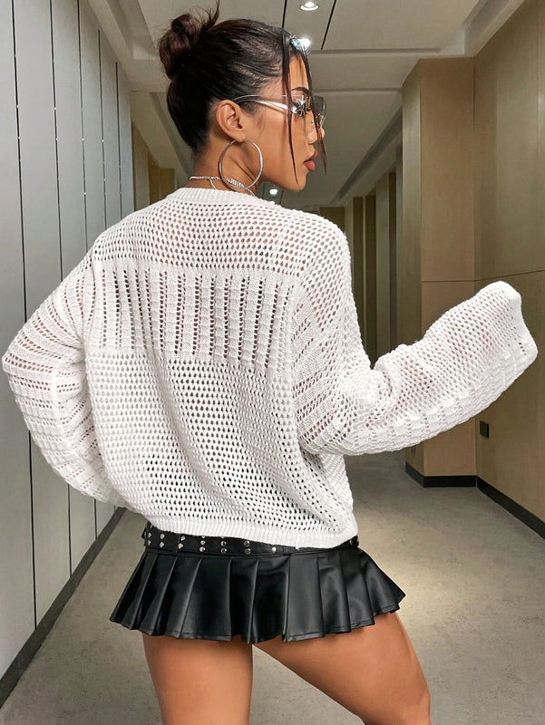 ICON Sweater De Hombro Caido Y Hueco Para Mujer De Color Solido