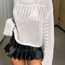 ICON Sweater De Hombro Caido Y Hueco Para Mujer De Color Solido