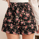 Frenchy Pantalones Cortos Con Cinturon Y Estampado Floral Para Mujer