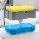 Dispensador de Jabón para Platos y Soporte para Esponja, 1pc, Metálico Plateado para Fregadero de Cocina, Sin Esponja Incluida