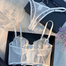 Temporada De Bodas: Conjunto De Lenceria Floral De Malla Para Mujeres