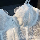 Temporada De Bodas: Conjunto De Lenceria Floral De Malla Para Mujeres