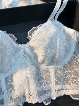 Temporada De Bodas: Conjunto De Lenceria Floral De Malla Para Mujeres