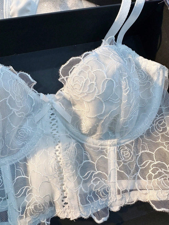 Temporada De Bodas: Conjunto De Lenceria Floral De Malla Para Mujeres