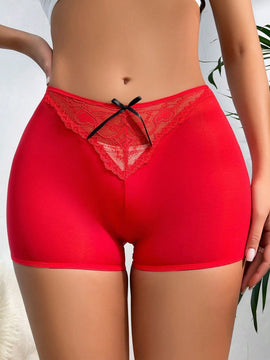 Pantalones Cortos Para Mujer Decorados Con Encajes Y Lazo - Estilo Boyshorts