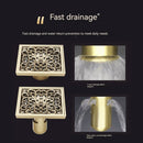 Desagüe de baño retro y antiguo tipo "T", con núcleo sellado al agua, 2 tipos, estilo europeo, cubierta antiodor completa en cobre, a prueba de insectos, diseño cuadrado con estampado de glicina