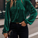 Clasi Blusa de cuello alto de manga farol