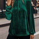 Clasi Blusa de cuello alto de manga farol