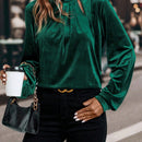 Clasi Blusa de cuello alto de manga farol