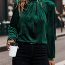 Clasi Blusa de cuello alto de manga farol
